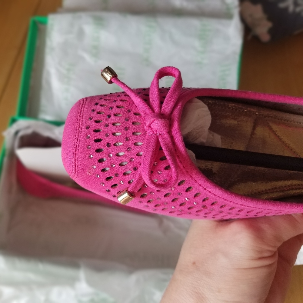 J. RENEE Fuschia suede ballet flats